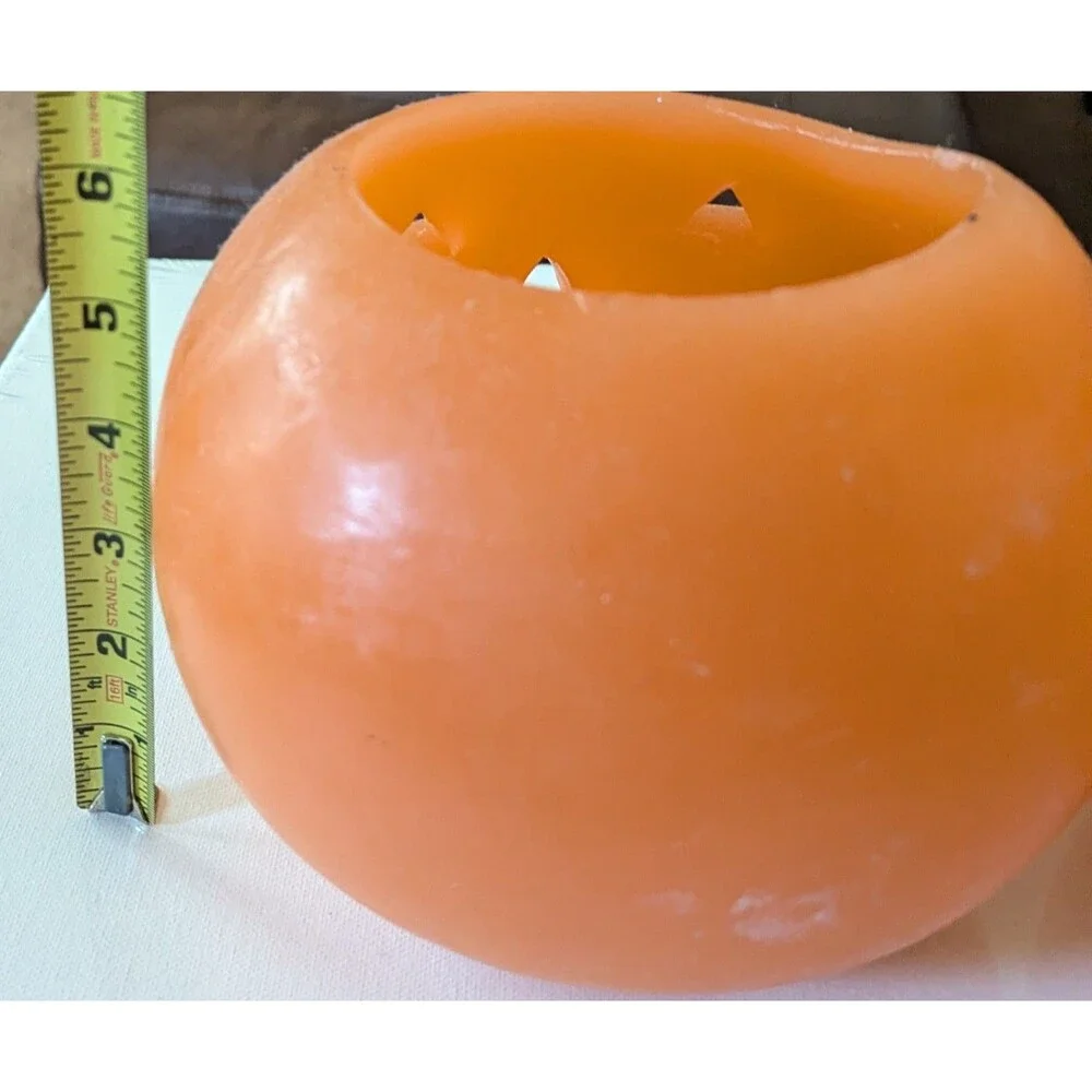 Vtg Lot Of 2 Halloween Wax Pumpkin Luminaries Jack O Lantern Candle Holders